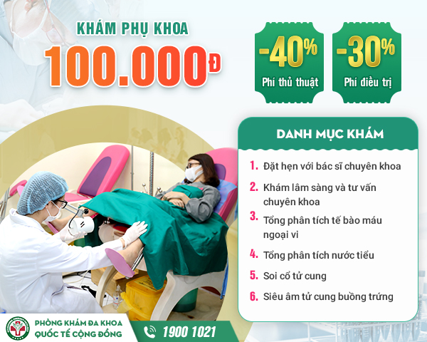 Gói khám ưu đãi phụ khoa 7 hạng mục chỉ 100.00Đ